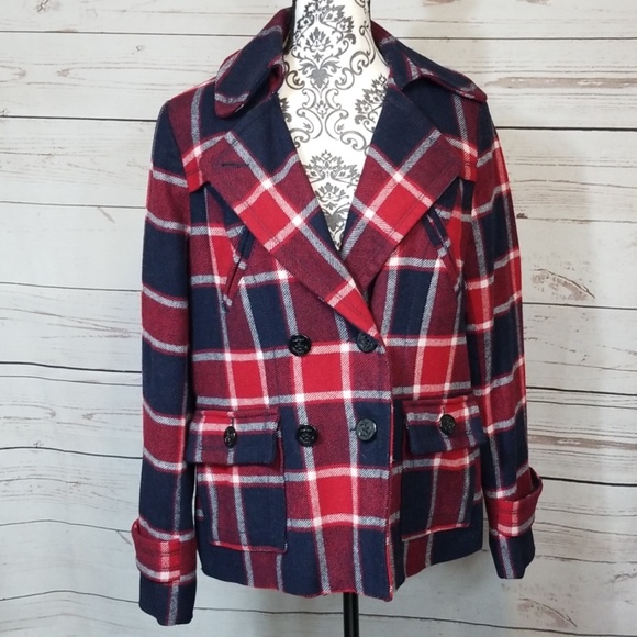 American Eagle Outfitters Jackets & Blazers - AE Plaid Wool Pea Coat